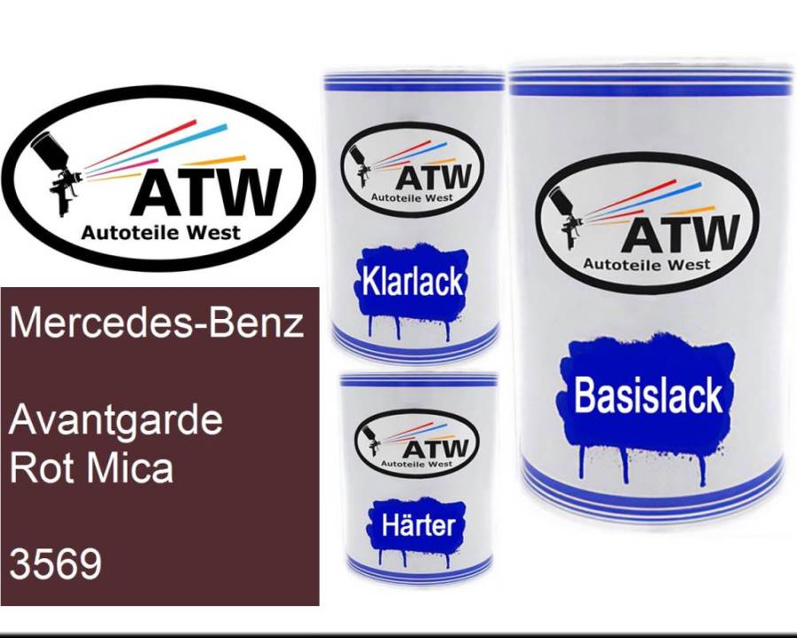 Mercedes-Benz, Avantgarde Rot Mica, 3569: 500ml Lackdose + 500ml Klarlack + 250ml Härter - Set, von ATW Autoteile West.